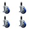 Service Caster 4'' SS Blue Poly Swivel 1-1/4'' Expanding Stem Caster Set with Brake, 4PK SCC-SSEX20S414-PPUB-BLUE-TLB-114-4 - alternate 1